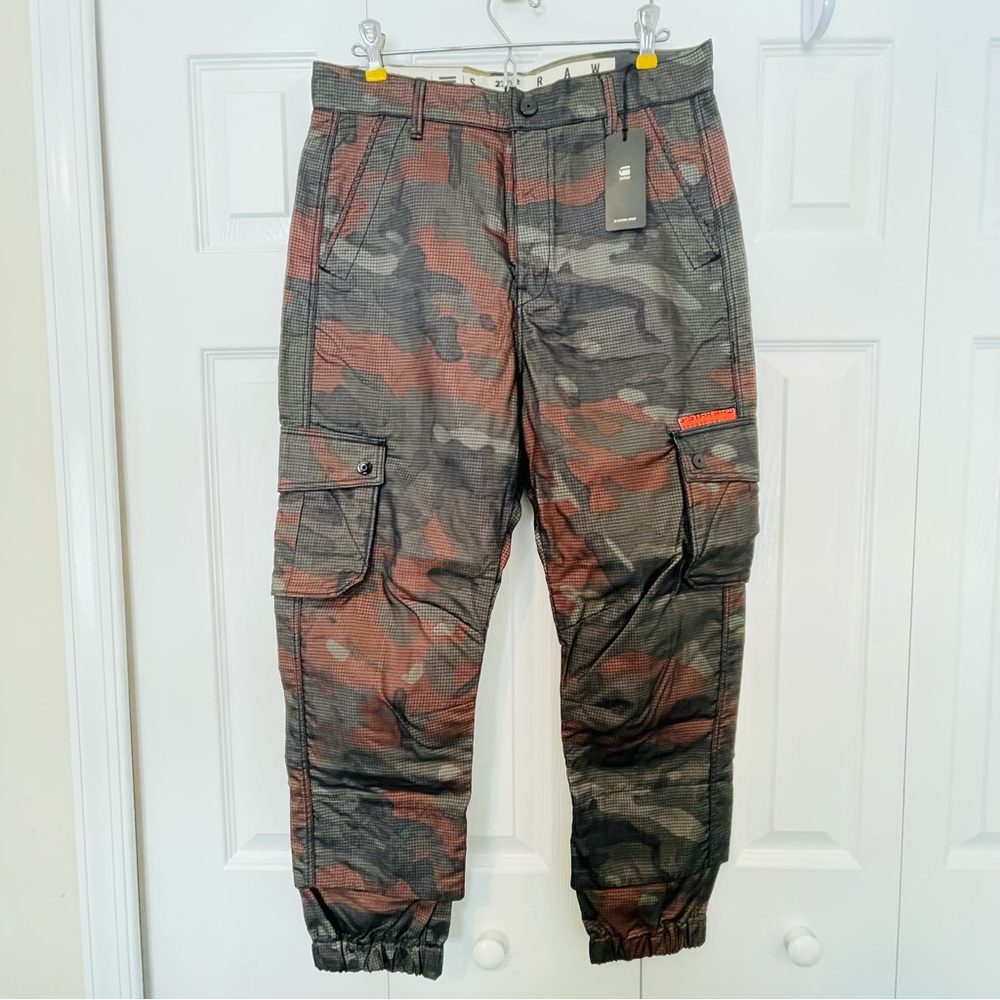 NWT G-Star E Boyfriend Mid Cargo Pants - Silkscreen Ripstop Print